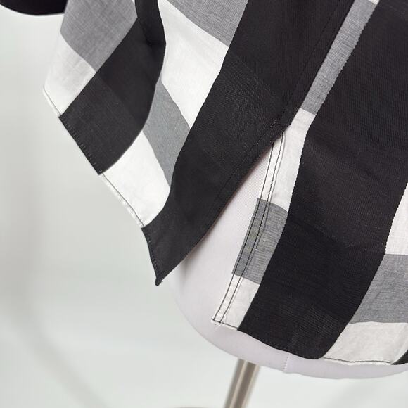 Rag & Bone Women’s Collingwood Black White Plaid Cold Shoulder Twist Front M - Picture 9 of 14